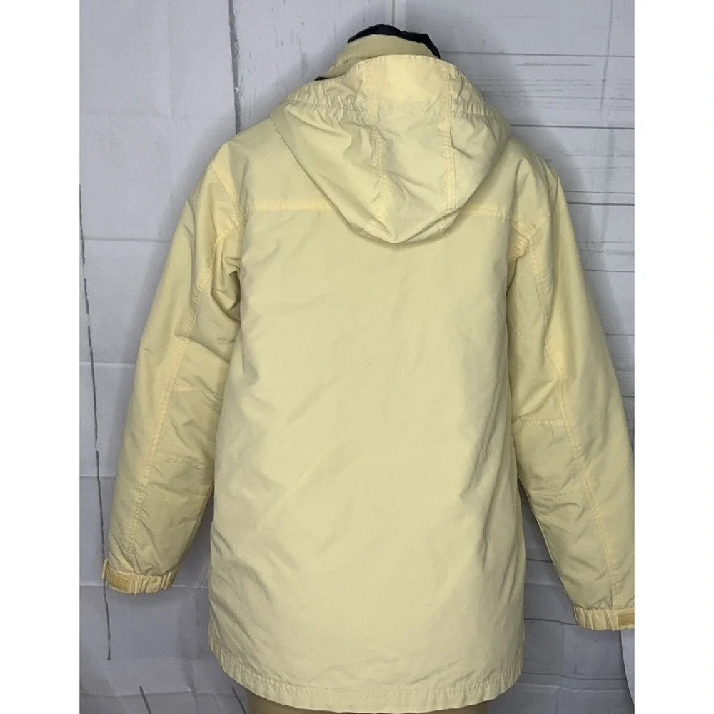 LL Bean Jacket 2‎ In 1 Hooded Windbreaker Parka Coat Yellow Nylon Women Sz M